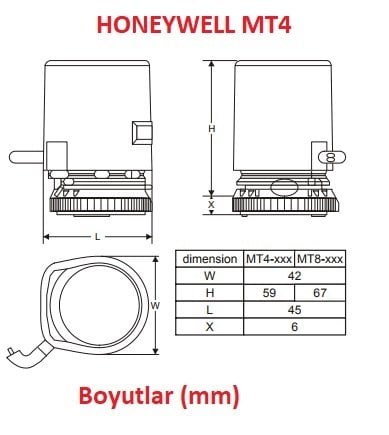 Honeywell MT4-024-NO Fan Coil Motor - 24V-Normalde Açık - Strok 4 mm